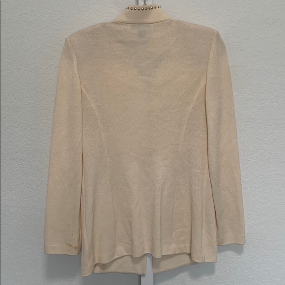 St. John Collection Cream Hook Closure Wool Blend Cardigan - Picture 5 of 9
